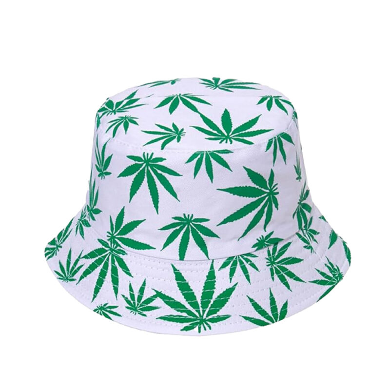 Gorro Hippie White Green Leaves 1